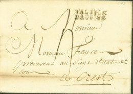 Drôme Marque Postale Linéaire Valence Daufine Lenain N06 Taxe Manuscrite 3 Pour Crest Texte S/ Prince De Monaco - 1801-1848: Voorlopers XIX
