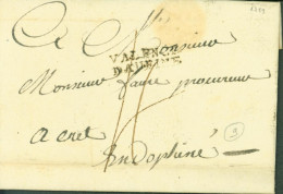 Drôme Marque Postale Linéaire Valence Daufine Lenain N6 Taxe Manuscrite 4 Pour Crest Du 17 SEPT 1789 - 1701-1800: Précurseurs XVIII