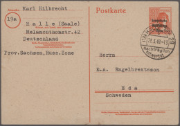 Sowjetische Zone - Ganzsachen: 1948/1953, Partie Von Neun Gebrauchten Ganzsachen - Other & Unclassified