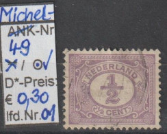 1899 - NIEDERLANDE - FM/DM "Ziffern Im Oval" 1/2 C Violett -  O Gestempelt - S. Scan (49o 01-03 Nl) - Gebraucht