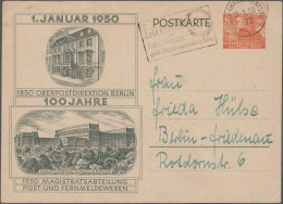 Berlin - Ganzsachen: 1949/1954, Bauten, Partie Von Elf Portogerecht Bedarfsgebra - Other & Unclassified