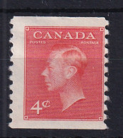 Canada: 1949/51   KGVI (inscr. 'Postes  Postage')    SG422a     4c   Vermilion   [Perf: Imperf X 9½]     MH  - Nuovi