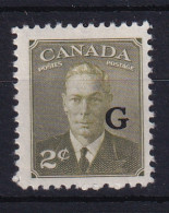 Canada: 1950/52   Official - KGVI 'G' OVPT   SG O180    2c   Olive-green  MH - Surchargés