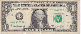 STAR - REPLACEMENT - BILLETE DE ESTADOS UNIDOS DE 1 DOLLAR DEL AÑO 2013 LETRA D CLEVELAND  (BANK NOTE) - Bilglietti Della Riserva Federale (1928-...)