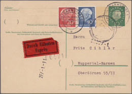 Bundesrepublik - Ganzsachen: 1959/1960, Heuss Medaillon, Vier Bedarfsgebrauchte - Sonstige & Ohne Zuordnung