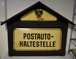 Varia (im Briefmarkenkatalog): Um 1900 - BRIEFKASTEN & POSTAUTO-HALTESTELLENSCHI - Andere & Zonder Classificatie