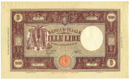 1000 LIRE BARBETTI GRANDE M TESTINA RETRO BI 11/08/1943 BB+ - Regno D'Italia - Altri