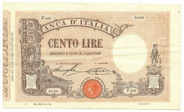 100 LIRE BARBETTI GRANDE B MATRICE LATERALE TESTINA DECRETO 18/07/1924 SPL- - Regno D'Italia - Altri