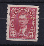 Canada: 1937/38   KGVI   SG370    3c   [Coil - Perf: Imperf X 8]   Used - Oblitérés