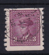 Canada: 1942/48   War Effort  [Coil]  SG392    3c   [Imperf X Perf: 8]   Purple  Used - Gebraucht