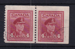 Canada: 1942/48   War Effort  [Coil]  SG396    4c   [Imperf X Perf: 12]     Used Pair - Gebraucht