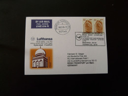 Premier Vol First Flight Hyberabad India To Frankfurt Airbus A340 Lufthansa 2005 - Lettres & Documents