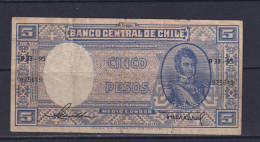 CHILE  - 1958 5 Pesos Circulated Banknote - Chili