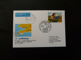 Premier Vol First Flight Newquay Dusseldorf On Canadair Jet 200 Lufthansa 2008 - Lettres & Documents