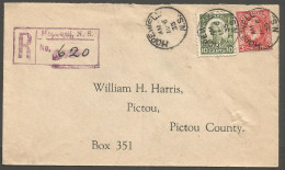 1935 Registered Cover 13c Cartier/Medallion RPO CDS Hopewell To Pictou Nova Scotia - Historia Postale