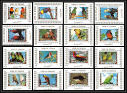 0055/ Umm Al Qiwain Deluxe Blocs ** MNH Michel N° 1242 / 1257 Parrots And Finches Oiseaux (birds) Tirage Blanc - Parrots