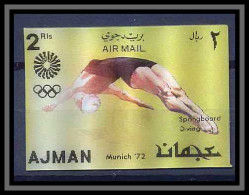 0187/ Ajman ** MNH Michel N°1440 Natation Diving Swimming Jeux Olympiques (olympic Games) Munich 1972 3d Stamps Timbres - Natación