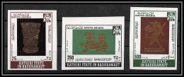 Aden - 1009 Kathiri State In Hadramaut ** MNH N°220/222 B Arabian Goldsmithery OR Gold Stamps Non Dentelé Imperf Cote 20 - Yémen