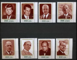 Ajman - 2545 N° 1246/1253 A Champions Of Peace De Gaulle Kennedy Adenauer Pape Pope Eisenhower Baudouin ** MNH 1970 - Sir Winston Churchill