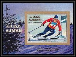 Ajman - 2610/ Bloc N° 222 B Ski Jeux Olympiques (olympic Games) Sapporo 1972 ** MNH Non Dentelé Imperf  - Winter 1972: Sapporo