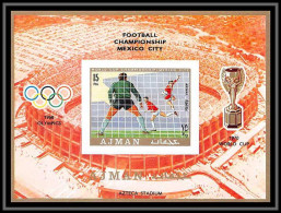 Ajman - 2624d/ Bloc 189 B World Football Cup 1970 Mexico Soccer ** MNH Non Dentelé Imperf - 1970 – Mexique