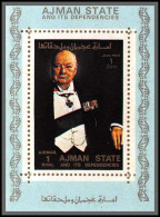 Ajman - 2728e N° 2905 Churchill Deluxe Miniature Sheet Bleu ** MNH 1973 - Sir Winston Churchill