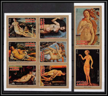 Ajman - 2928b N°895/902 B Raphael Titian Cosimo Cranah Botticelli Paintings Nudes  ** MNH Non Dentelé Imperf - Desnudos