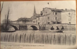 Cpa 24 Eymet, Les Chutes Du Dropt Au Moulin, Animée, Barque, écrite En 1903, Dos Simple - Eymet