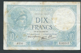 France - Billet 10 Francs Type " Minerve " 26/12/1940" Laura 14501 - 10 F 1916-1942 ''Minerve''