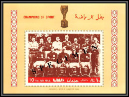 Ajman - 4600w/ Bloc N°57 A RAR Overprint Specimen 1966 England Winner Team Football Players Soccer ** MNH 1968 - 1966 – Angleterre