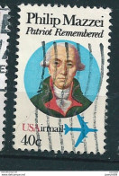 N° 92 PA92 Airmail, Philip Mazzei, Patriot Remembered  Timbre Stamp  USA Etats-Unis (1980) Oblitéré - Used Stamps