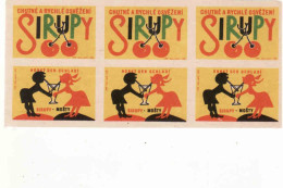 Czechoslovakia - Czechia 6 Matchbox Labels - Syrups, Ciders - Boites D'allumettes - Etiquettes