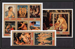 Manama - 3409/ N°646/653 B Bloc 132 B Italian Renaissance Nus Nude Tableau (Painting)  Neuf ** MNH Non Dentelé Imperf - Desnudos