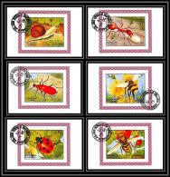 Sharjah - 2038/ N° 1204/1209 Invertabrates Wasp Guepe Bee Abeille Ladybird Snail Ant Bumblebee Deluxe Blocs Used  - Abeilles