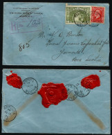 1934 Wax Seal On Bank Cover Registered 13c Loyalists/Medallion RPO CDS Halifax Nova Scotia - Postgeschichte