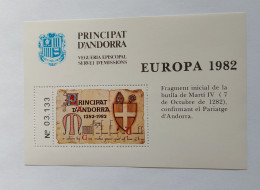 Bloc Europa 1982 - Neuf  - émis Par Souscription Réservée Aux Abonnés - Vegueria Episcopal