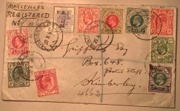 Scarce MARSEILLES 1937 Cds 9 Diff.pre-union Stamps OFS, NATAL, TRANSVAAL, COGH Cover Registered (South Africa RSA Lettre - Lettres & Documents