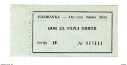 *serbia Kula Jugobanka Bon Hot Meal S54a  Unc - Serbien