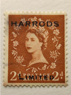 GRANDE BRETAGNE - Elizabeth II - 2d. - N°? - Année:195? - Variété: Surimpression Commercial "HARRODS LIMITED" - Neuf - Variétés, Erreurs & Curiosités