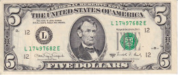 BILLETE DE ESTADOS UNIDOS DE 5 DOLLARS DEL AÑO 1988 LETRA L - SAN FRANCISCO (BANK NOTE) - Billets De La Federal Reserve (1928-...)