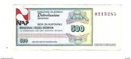 Serbia Beograd Petrolunion  Bon 500 Dinara  Benzin /diezel  S62 - Serbien