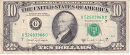 BILLETE DE ESTADOS UNIDOS DE 10 DOLLARS DEL AÑO 1988 LETRA G - CHICAGO (BANK NOTE) - Billetes De La Reserva Federal (1928-...)