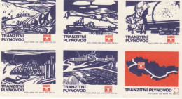 Czechoslovakia - Czechia 6 Matchbox Labels - Transit Pipeline - Boites D'allumettes - Etiquettes