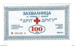 Serbia Red Cross 100 Dinara   Unc S66 - Serbie