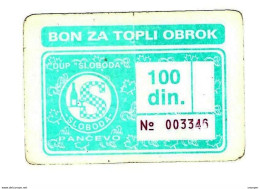 *serbia Pancevo Slobado Voucher Hot Meal 100 Dinara  Signatur   S71 - Serbia