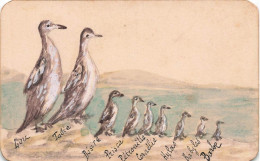 Pingouins * Carte Mignonette Peinte à La Main " écho Des Fêtes De La St Louis Par Gustave Léry " * Pingouin Penguin - Autres & Non Classés