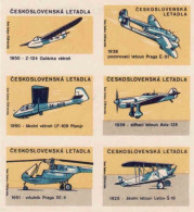 Czechoslovakia - Czechia 6 Matchbox Labels - Czechoslovak Planes And Helicopters - Boites D'allumettes - Etiquettes