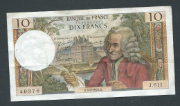 BILLET DE BANQUE Billet 10 Francs Type " Voltaire "  B.3/9/1970.B - 40376 J.611 Laura 14508 - 10 F 1963-1973 ''Voltaire''