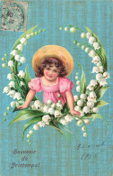 1er Mai , Fête Du Muguet * CPA Gaufrée Embossed Illustrateur * Enfant Fillette Chapeau * Souvenir Du Printemps - Otros & Sin Clasificación