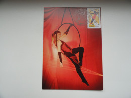 CARTE MAXIMUM CARD CIRQUE ACROBATE AU CERCEAU AERIEN FRANCE - Cirque